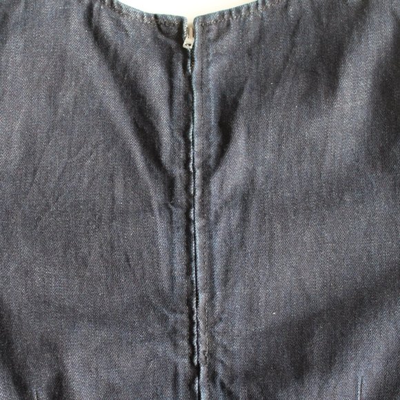 Short Sleeve Dark Wash Denim Peplum Shirt - Picture 6 of 7